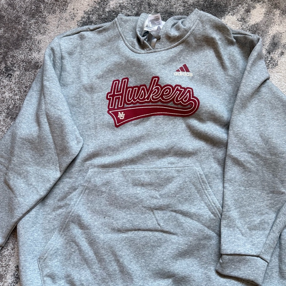 Adidas Gray Huskers Men's Sweatshirt/Hoodie